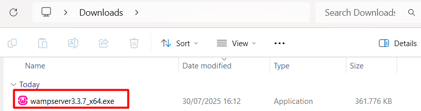 File exe wampp server
